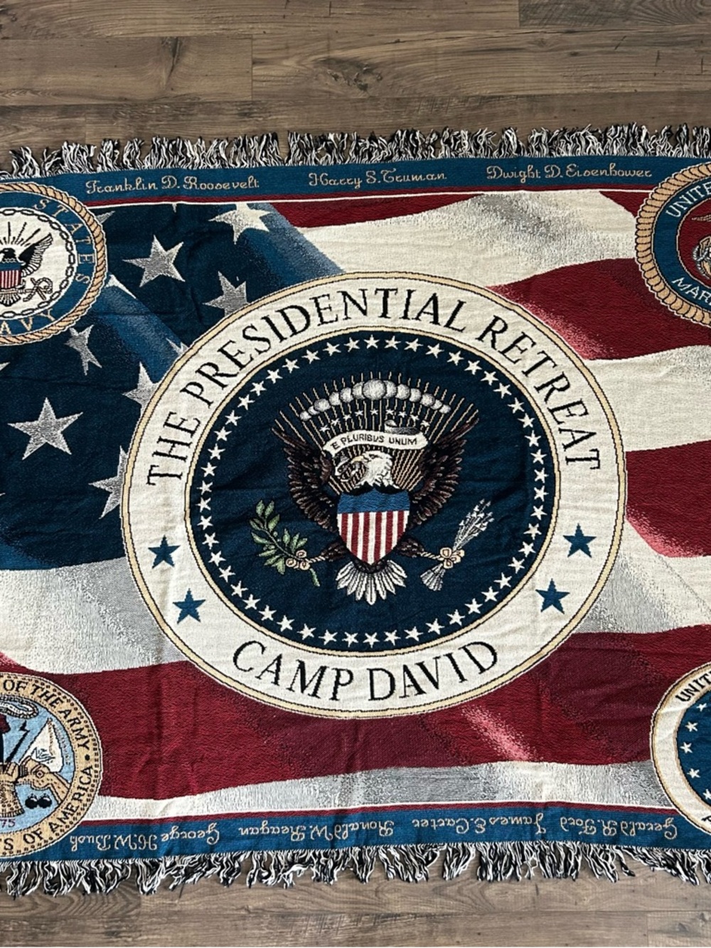 Camp David Presidential Retreat Flag Tapesrty Blanket Throw Large